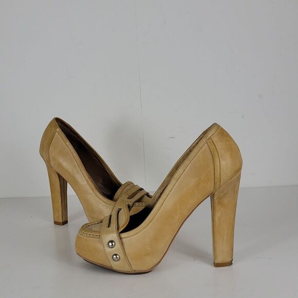 True Religion Hathaway Camel Leather Women's Pump Heels - Picture 5 of 15